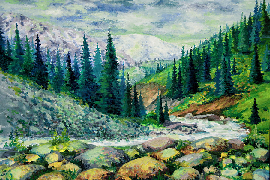 Mountain river Painting by Svetlana Nassyrov