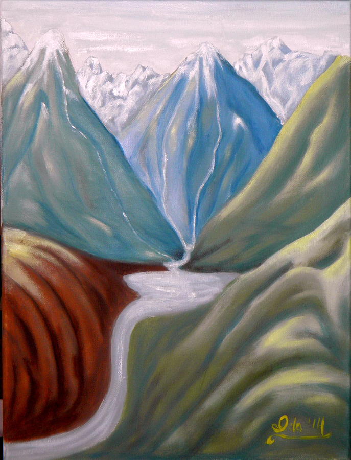 Mountain rivers Painting by Ida Eriksen