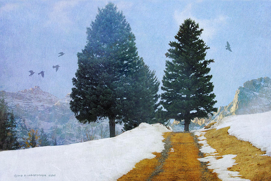 Winter Painting - Mountain Road With Melting Snow by R christopher Vest