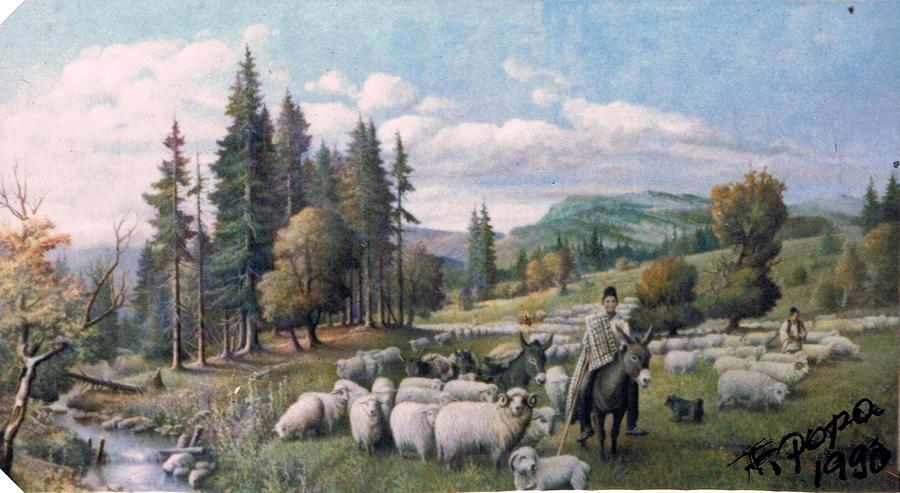 Mountain Sheep -SOLD Painting by Florentina Popa