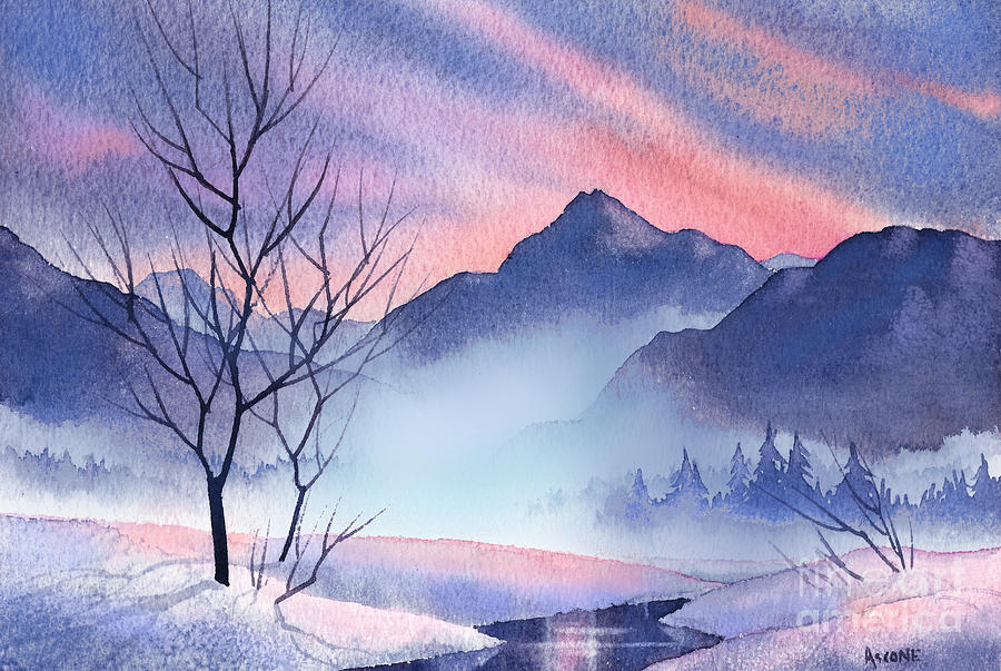 Mountain Silhouette Painting by Teresa Ascone