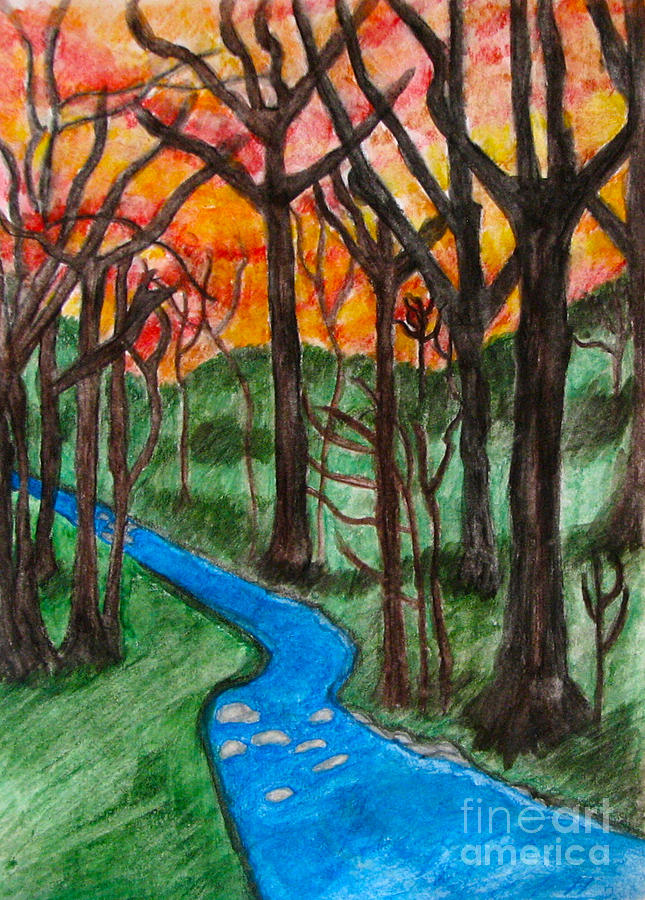 Mountain Stream Painting by Anita Lewis