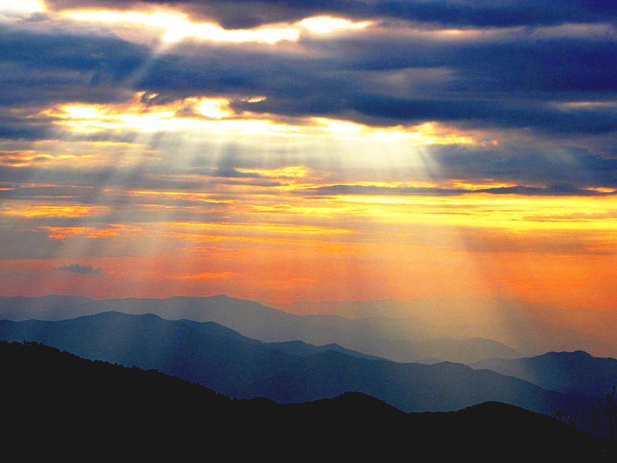 Landscape Photograph - Mountain Sun Rays by Nick Sikorski