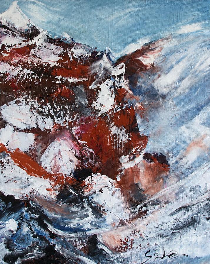 Mountain Sunset Painting by Lidija Ivanek - SiLa