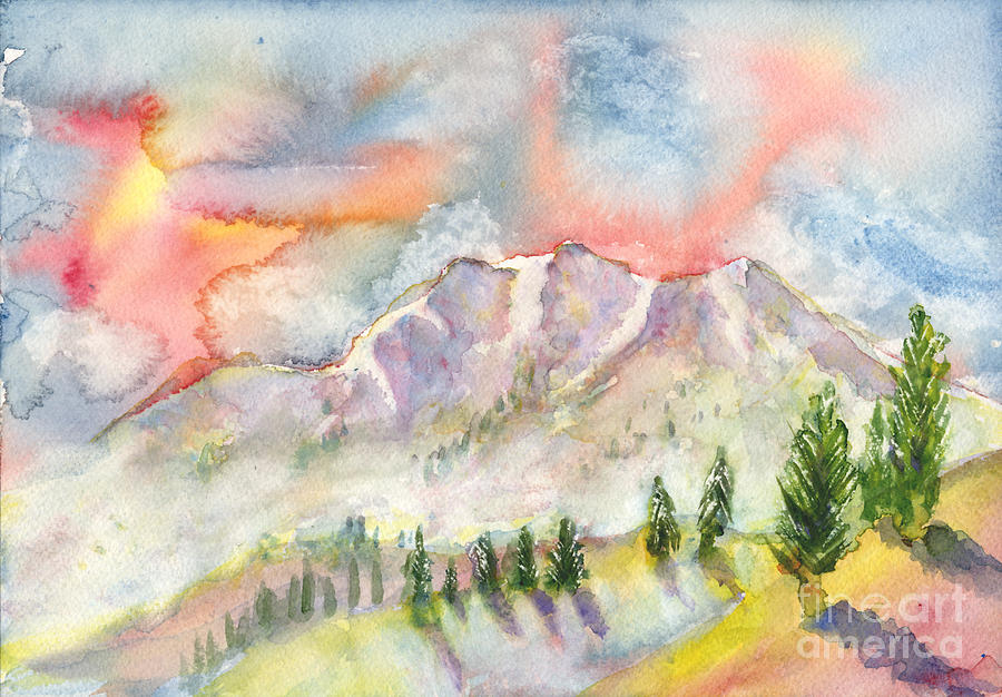 Mountain Sunset Painting by Walt Brodis