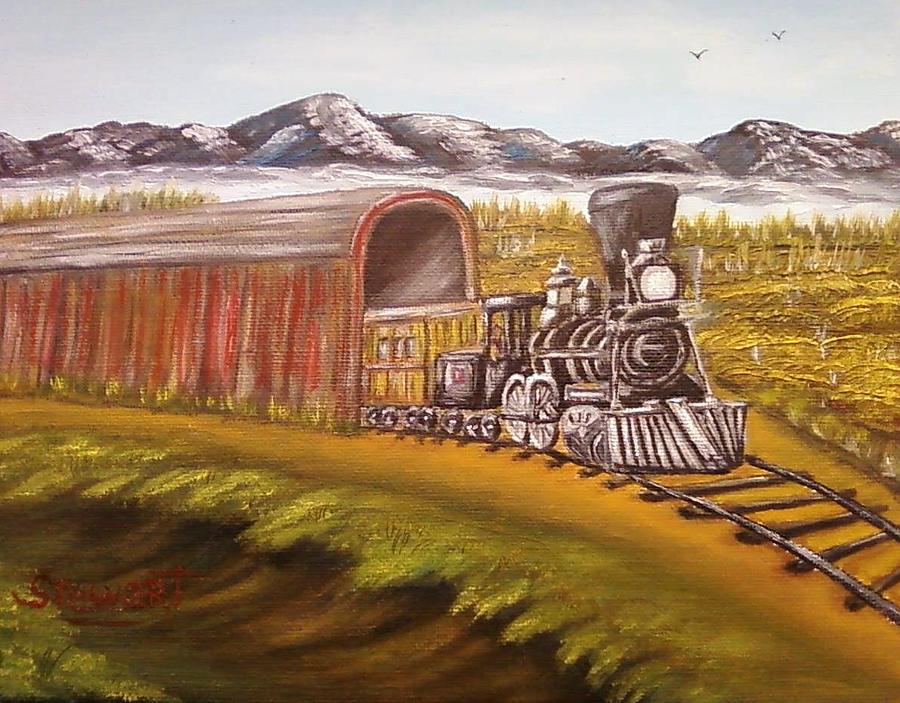 Train Painting - Mountain Train by Nancy Stewart