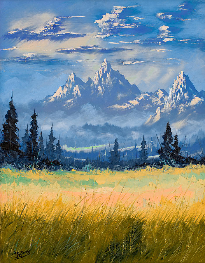 Mountain Valley Painting by Richard Faulkner
