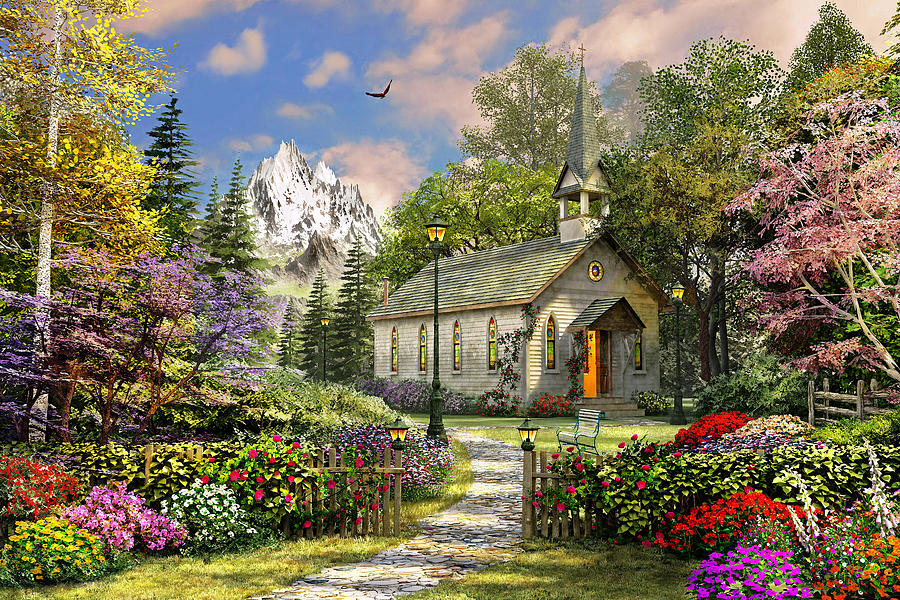 Flower Digital Art - Mountain View Chapel by MGL Meiklejohn Graphics Licensing