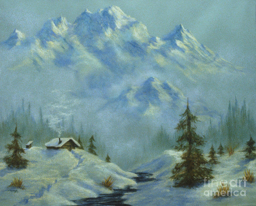 Mountain View with Creek Pastel by Teresa Ascone
