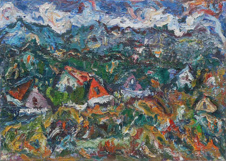 Mountain Painting - Mountain Village at the Durnitor by Borislav Djukanovic