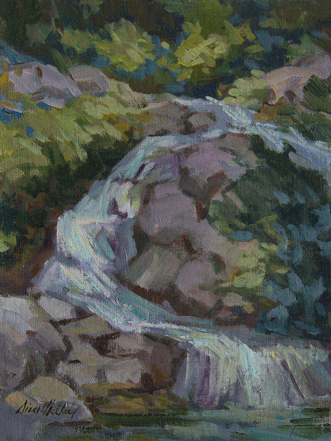 Mountain Waterfall Painting by Diane McClary