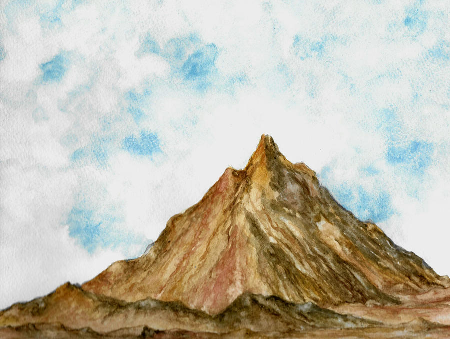 Mountain With Cloudy Sky Painting