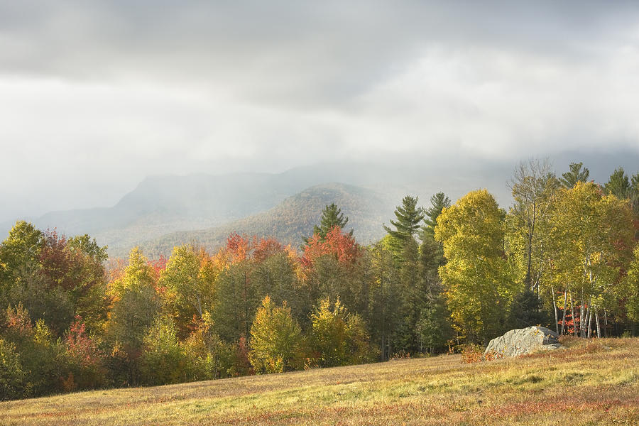 Fall Photograph - Mountains and Rain Storm In Fall Mount Blue State Park Weld Maine by Keith Webber Jr