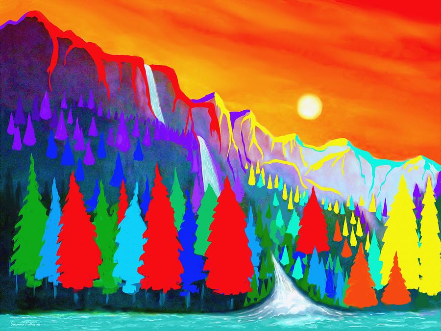 Mountains And Trees With Color Painting by Susanna Katherine