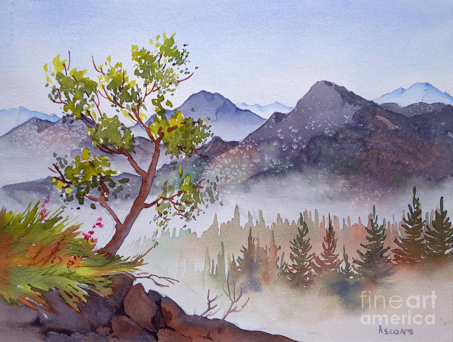 Mountains and Woodland Painting by Teresa Ascone