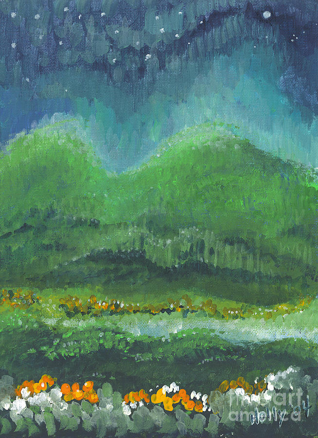 Mountains at Night Painting by Holly Carmichael