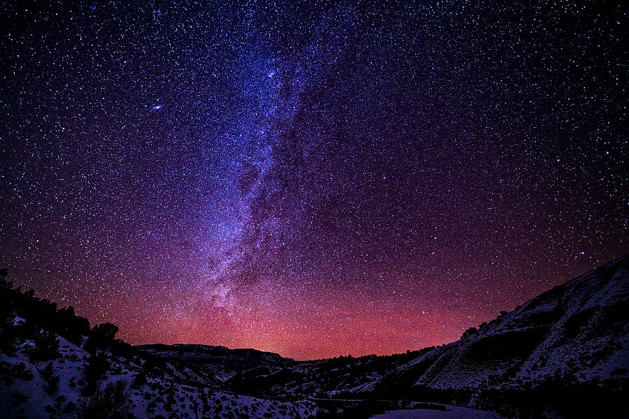 Mountains at Night with Milky Way Galaxy Photograph by Adventure_Photo