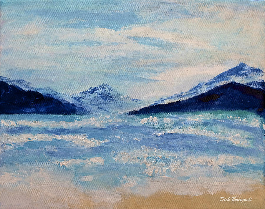 Mountains Along the Sound Painting by Dick Bourgault