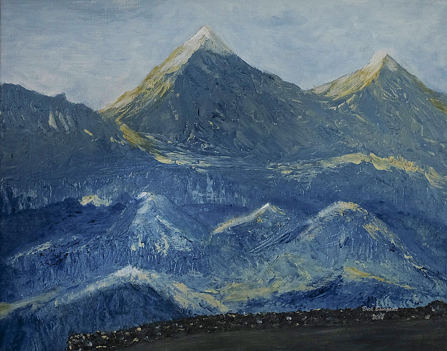 Mountains Blue Painting by Dick Bourgault