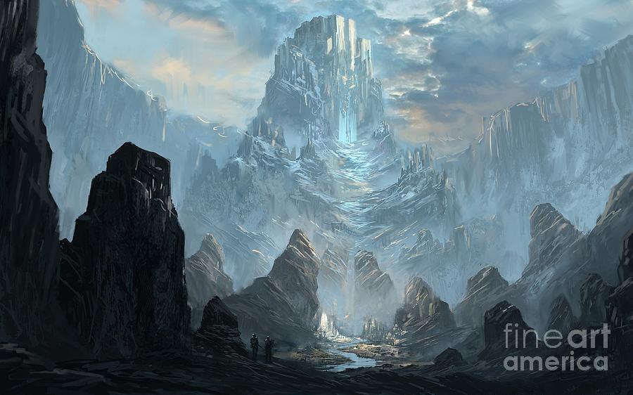 Mountains  Castles  Fantasy   Artwork   Painting by Peak Taste
