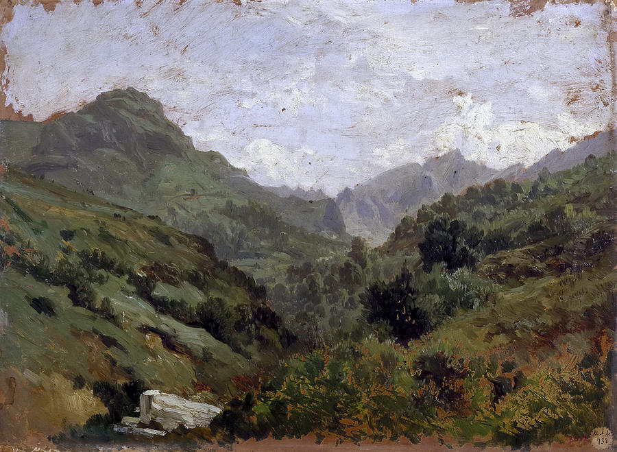 Mountains in Pajares Painting by Carlos de Haes