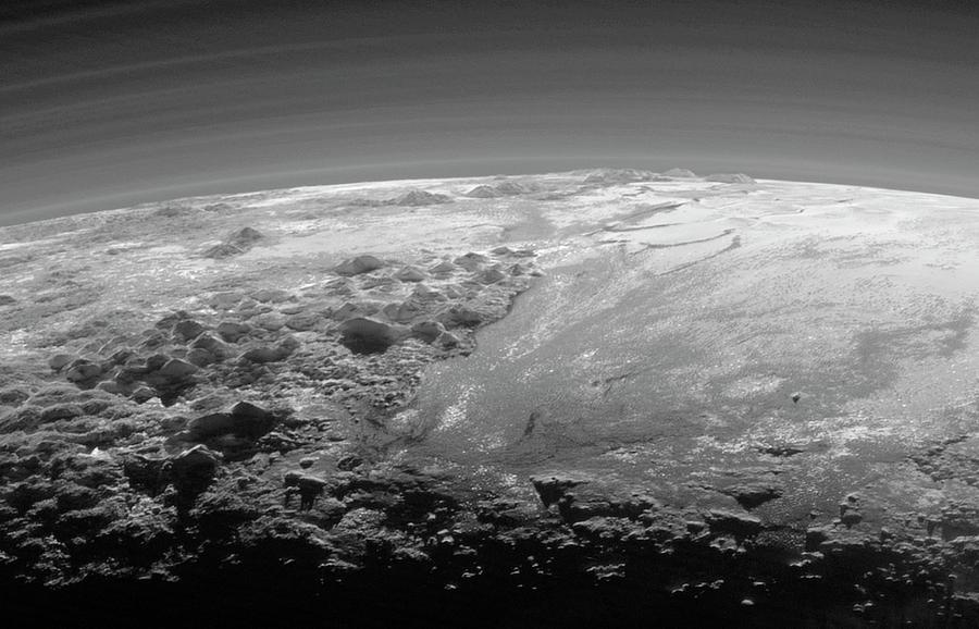 Black And White Photograph - Mountains On Pluto by Nasa/johns Hopkins University Applied Physics Laboratory/southwest Research Institute