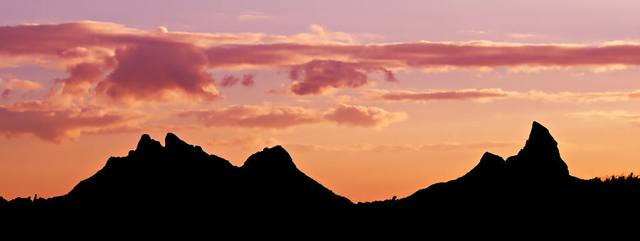 Mountain Photograph - Mountains Silhouette at Sunset - Mauritius by Barry O Carroll