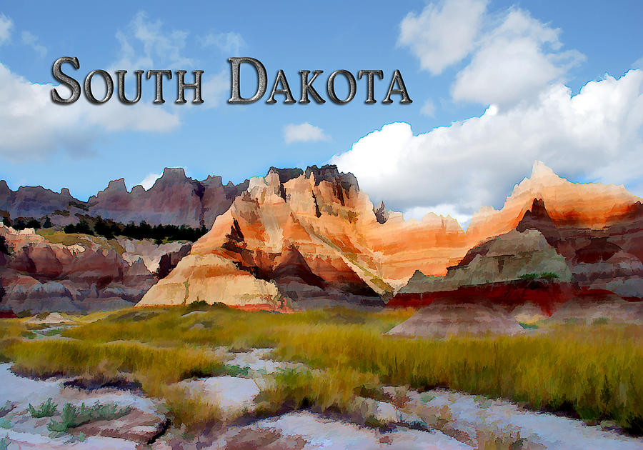 Mountainsand Sky In The Badlands South Dakota Painting by Elaine Plesser