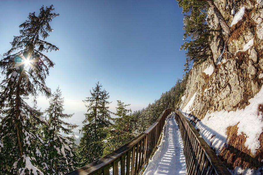 Mountainside Walkway In The Alps Photograph by Davelongmedia Mountainside Walkway In The Alps Photograph by Davelongmedia