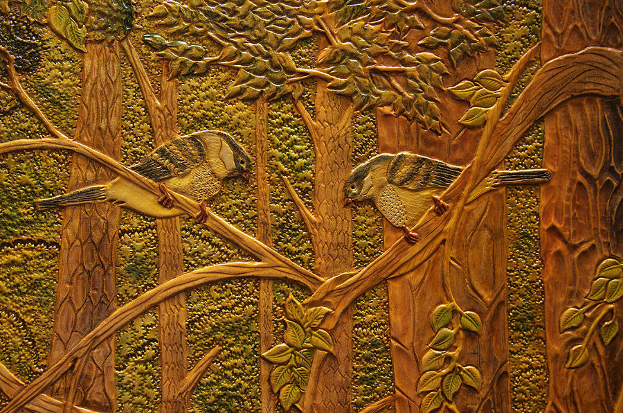 Bird Mixed Media - Mourning Warblers by James McGarry Leather Artist