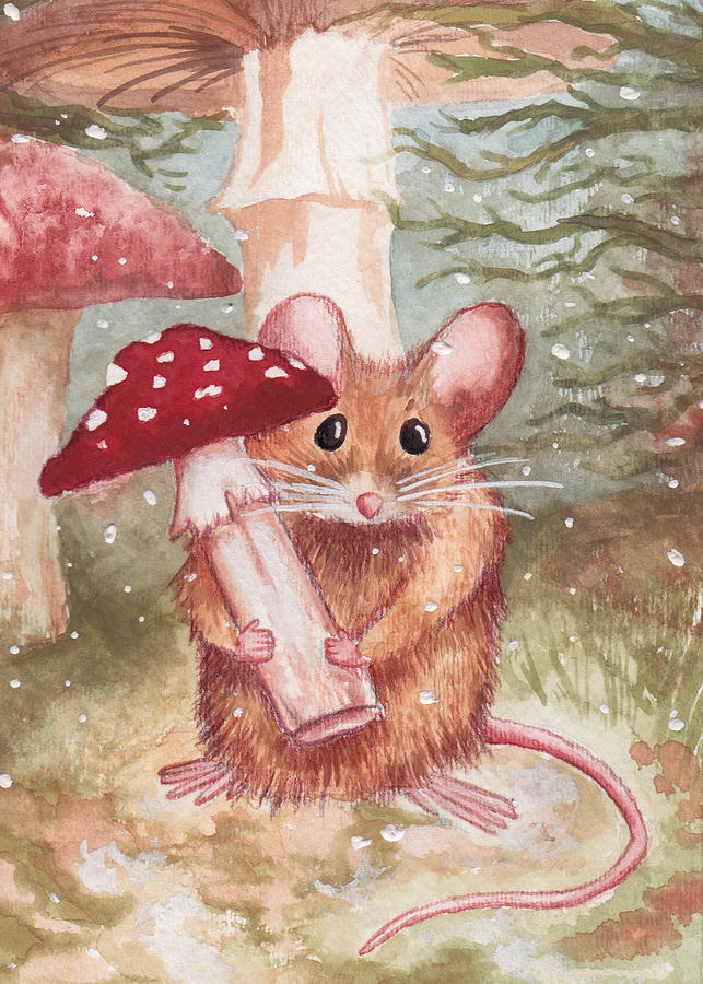 Mouse and Mushroom Painting by Melissa Rohr Gindling