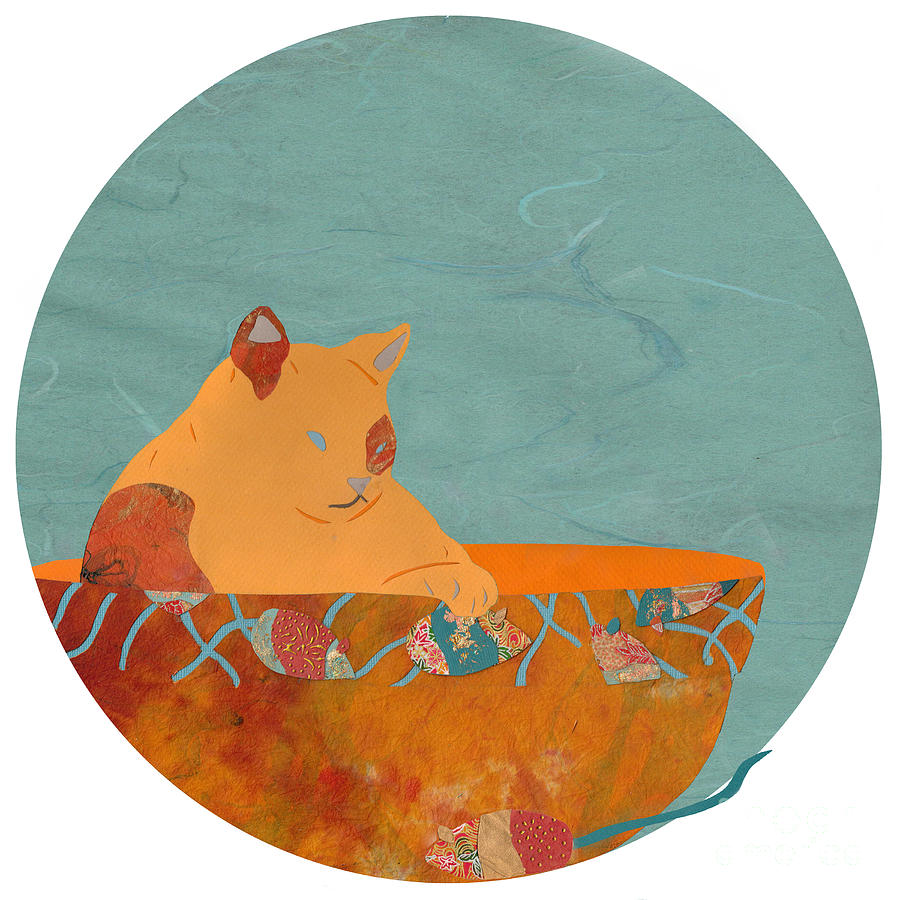 Mouse Mixed Media - Mouse Tails with Orange Cat by Mary Atchison