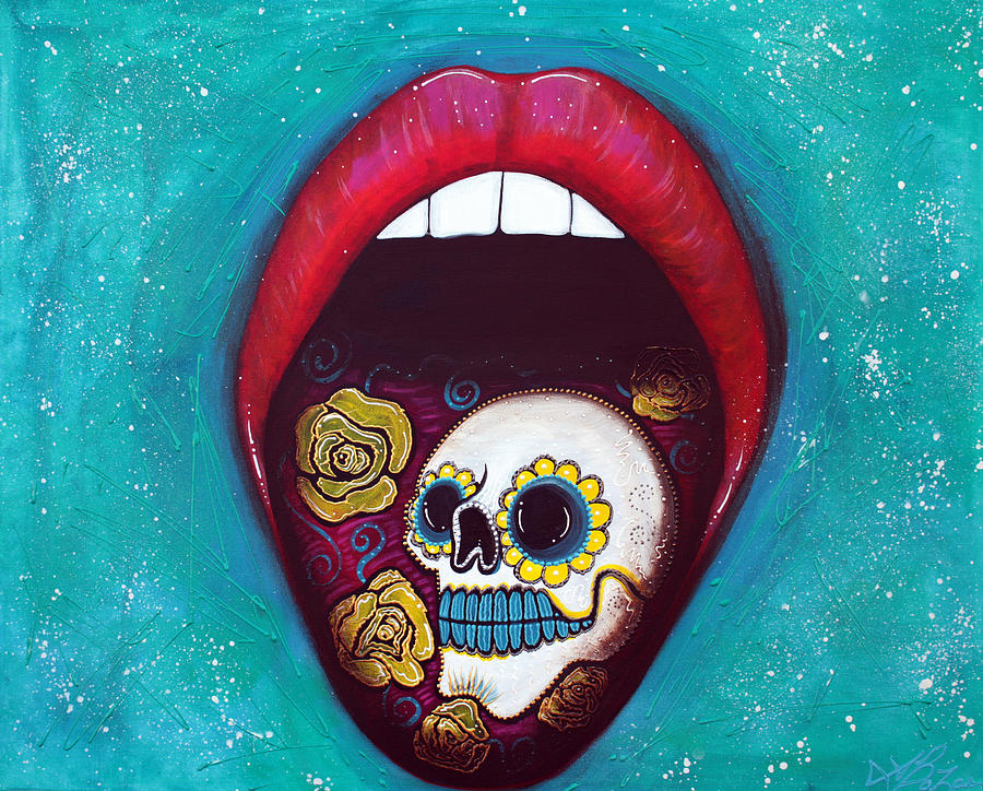 Candy Painting - Mouth Full Of Sugar Skull by Laura Barbosa