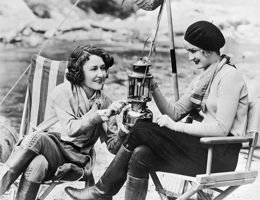 Actor Photograph - Movie Actresses Camping by Underwood Archives