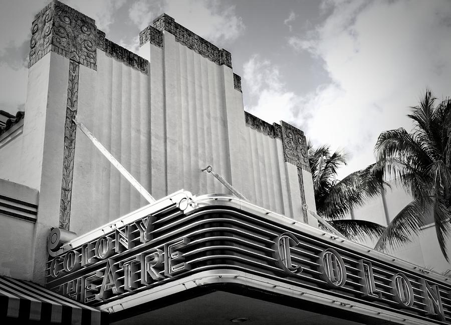 Miami Photograph - Movie Theater In Black And White by Rudy Umans
