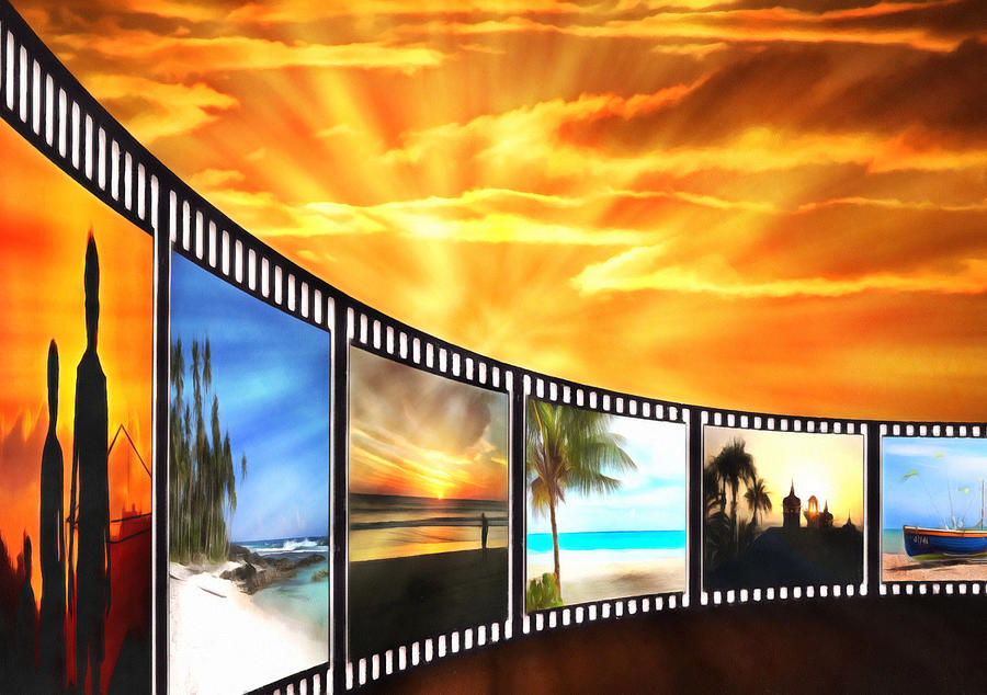 Sunset Digital Art - Movies At Sundown by Georgiana Romanovna