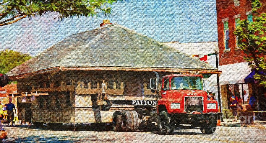 Moving The Blue Springs Train Depot Painterly Photograph by Andee Design