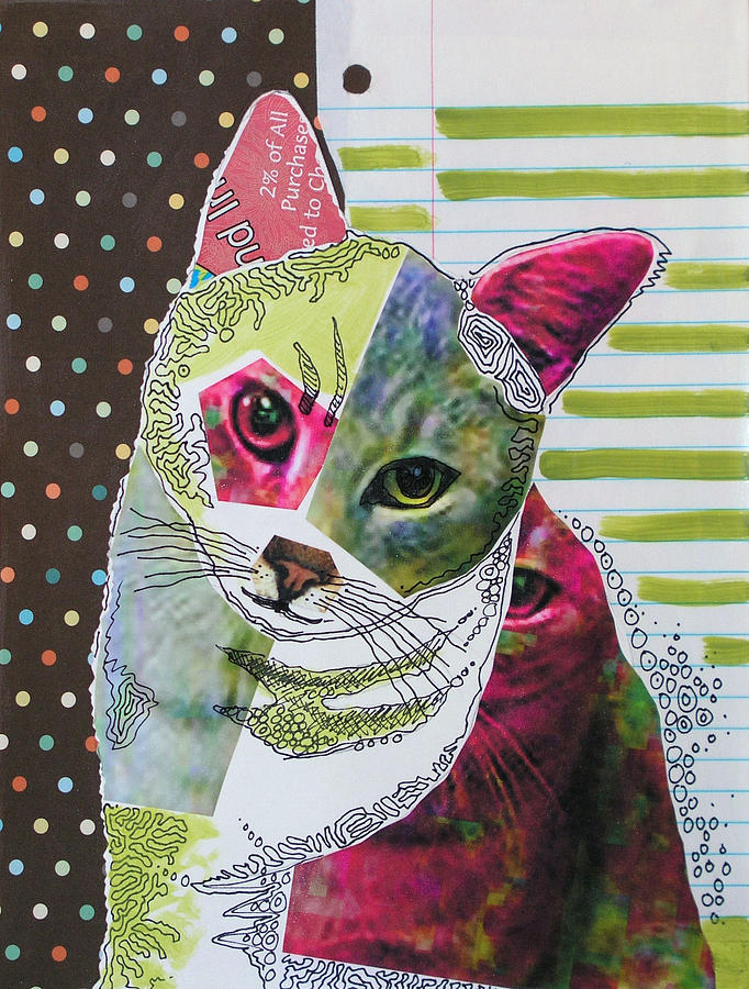 Moxie...Abstract cat painting Painting by Amy Giacomelli