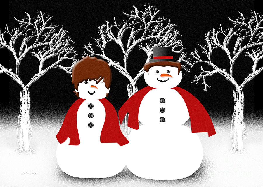 Mr And Mrs Snow 1 Digital Art by Andee Design