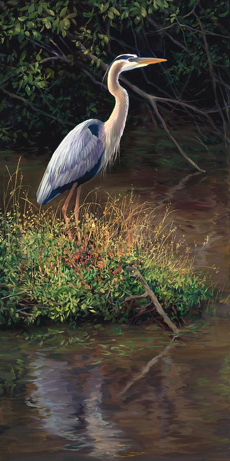 Bird Painting - Mr Blue Heron by Laurie Snow Hein