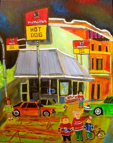 Mr Hot Dog Montreal Memories Painting by Michael Litvack