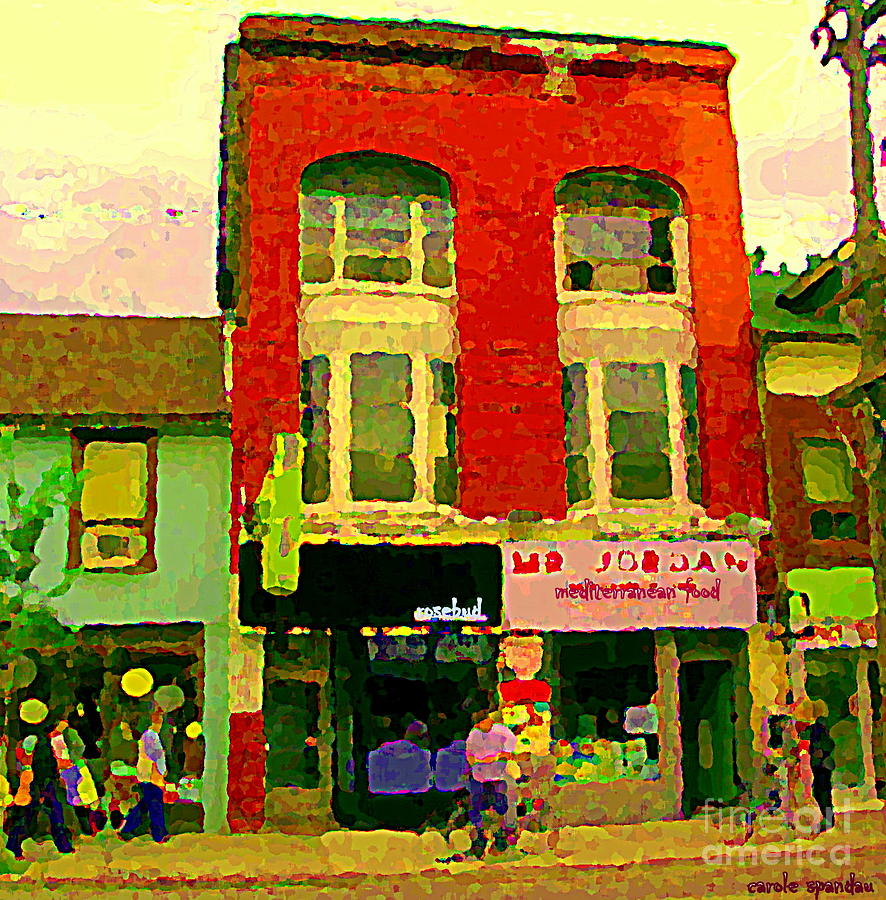 City Scene Painting - Mr Jordan Mediterranean Food Cafe Cabbagetown Restaurants Toronto Street Scene Paintings C Spandau by Carole Spandau
