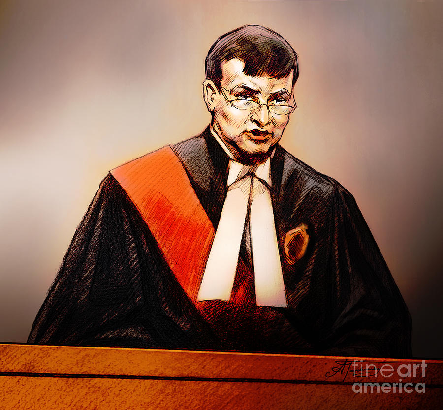 Mr. Justice McMahon - Judge of the Ontario Superior Court of Justice Painting by Alex Tavshunsky