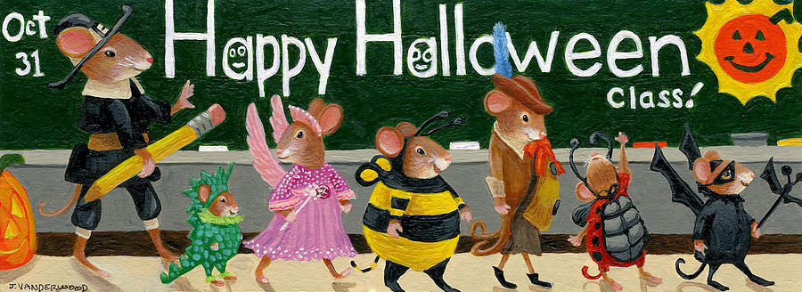 Mr. Mouses Halloween Costume Parade Painting by Jacquelin L Vanderwood Westerman