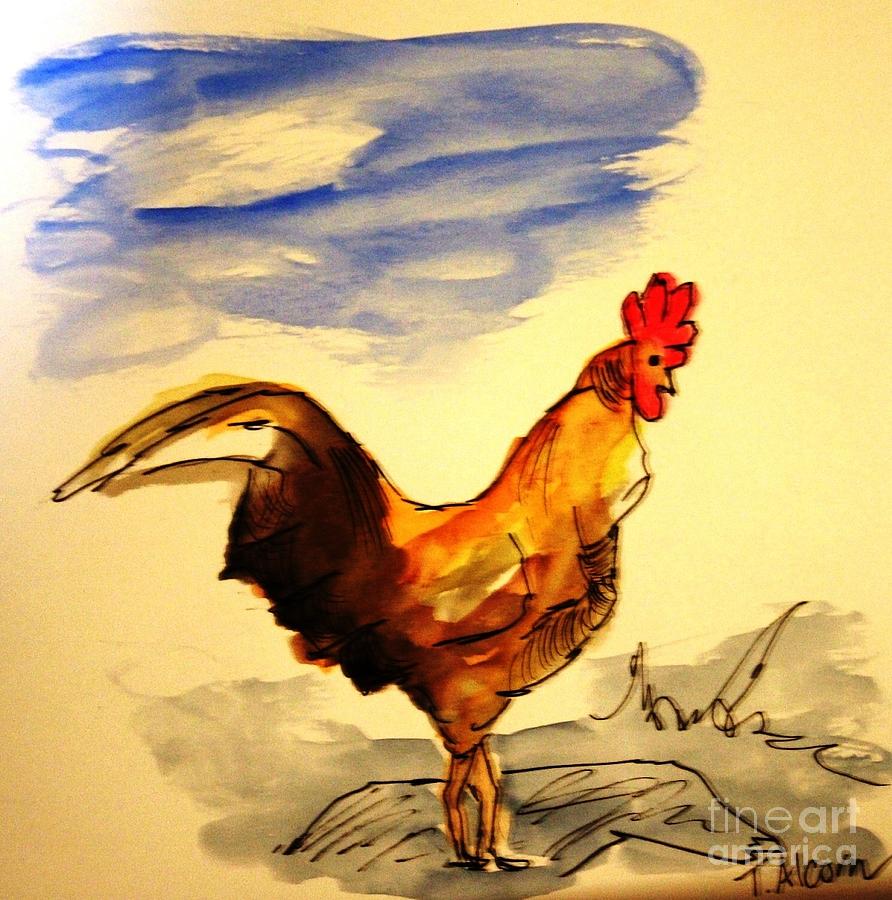 Mr Rooster - original SOLD Painting by Therese Alcorn