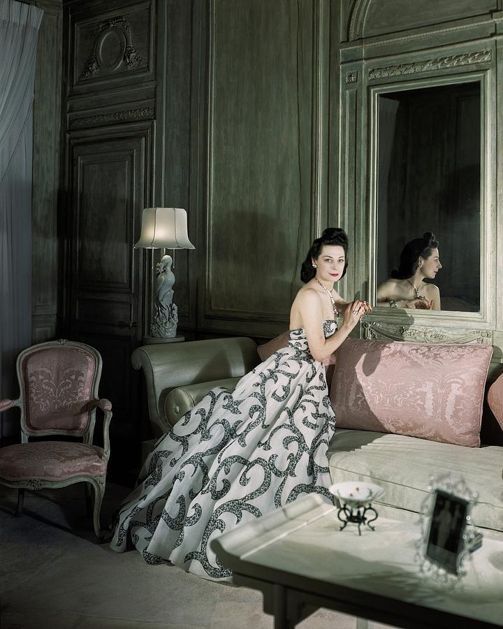 Mrs. Byron C. Foy Wearing A Dress Photograph by Horst P. Horst