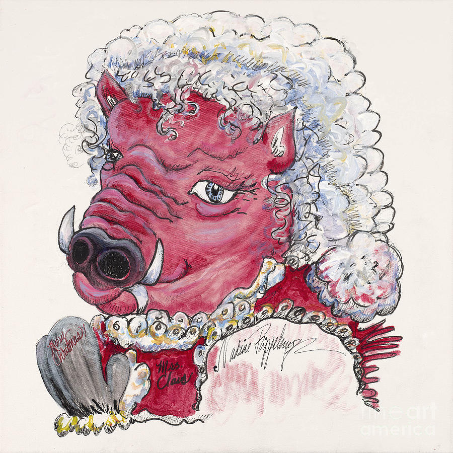 Mrs. Claus Hog Painting by Nadine Rippelmeyer