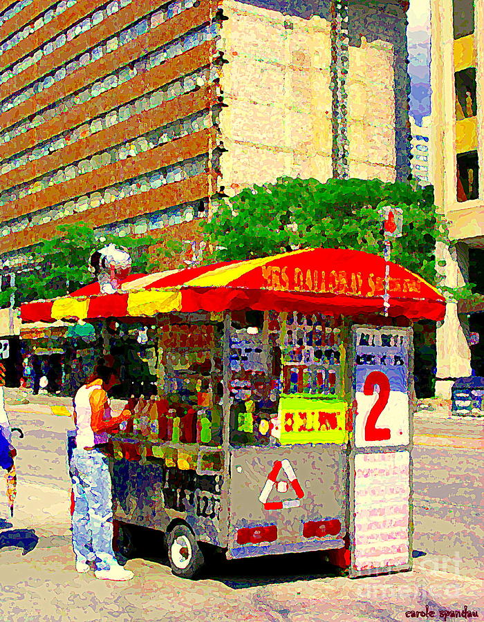 Mrs Dalloways Hotdog Stand Street Vendor Yonge And Gerrard Toronto Food Cart Scenes Cspandau Art Painting by Carole Spandau