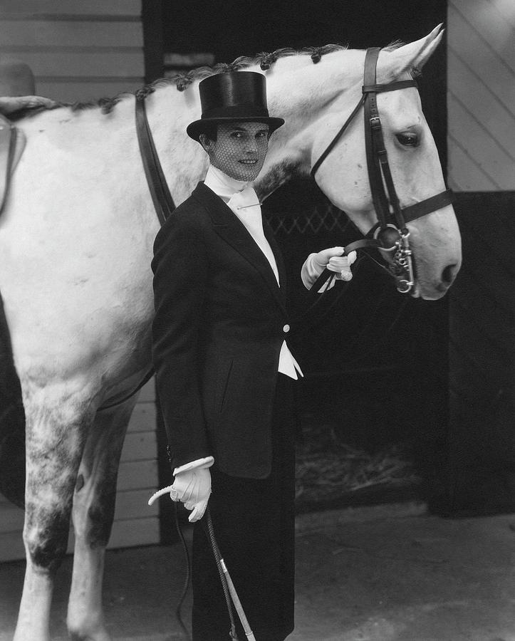 Mrs. Harold E. Talbott With A Horse Photograph by Edward Steichen