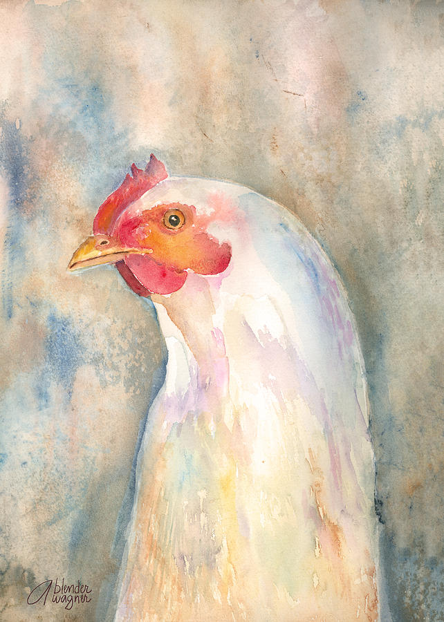 Chicken Painting - Mrs.- In Love With Mr. by Arline Wagner